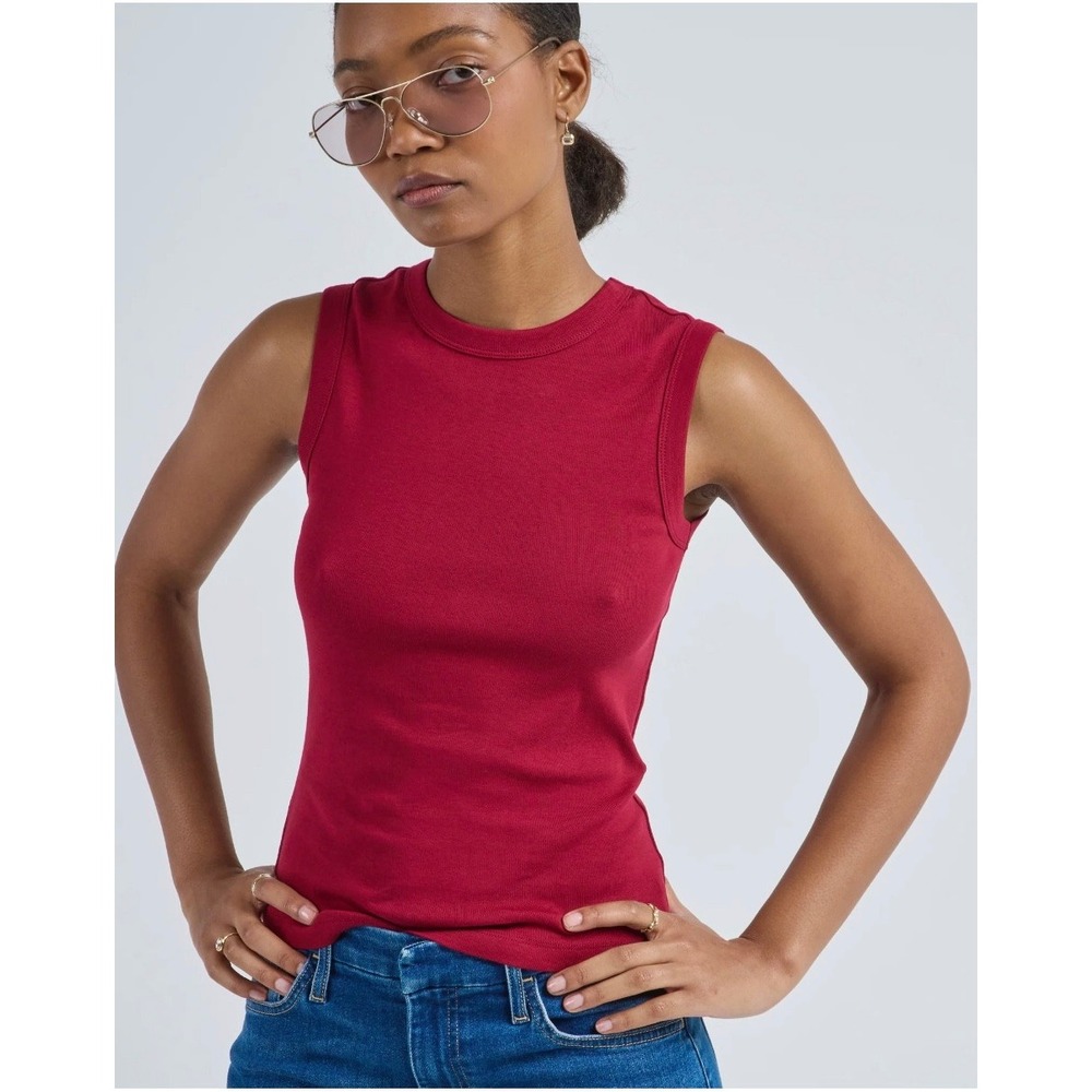 Flore Flore Esme Organic Cotton Rib Tank Top Cherry Red Size M
